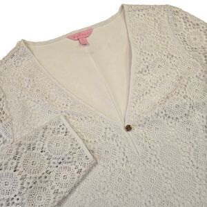 Lilly Pulitzer Size S White Lamora 3/4 Sleeve‎ Resort Breakers Lace Tunic Dress